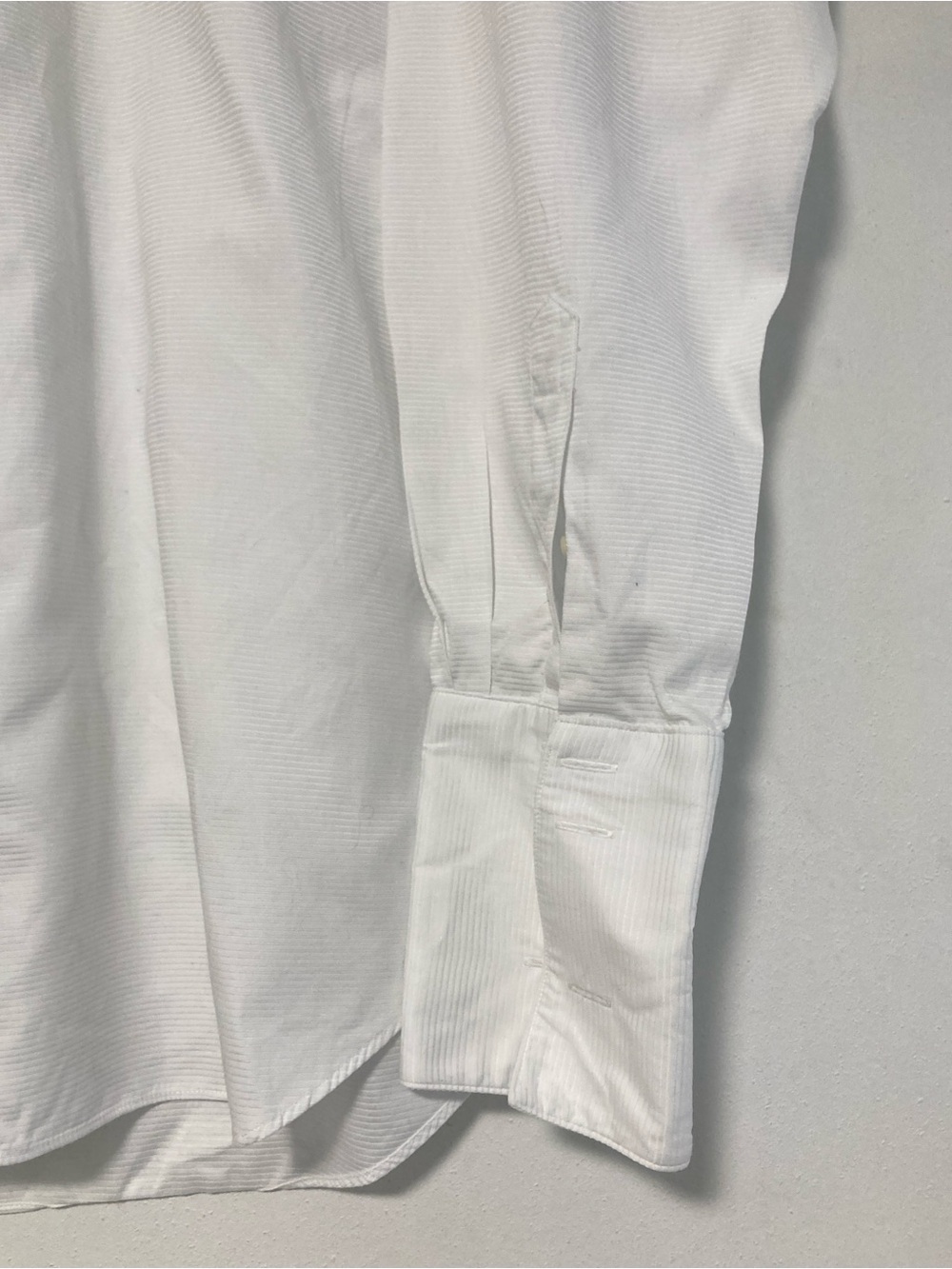 David Donahue Mens White Cotton Dress Shirt French Cuff  Horizontal Rib 17 34/35 - Picture 5 of 16
